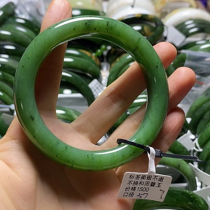 和田玉（碧玉）手镯未镶嵌正圈57