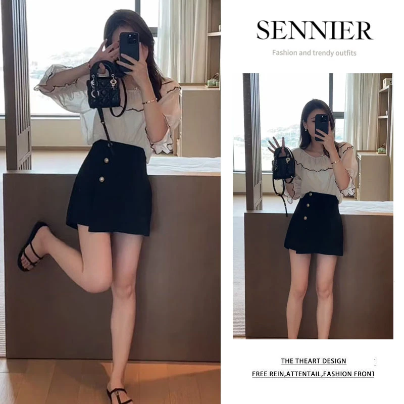 夏季温柔系穿搭女2025新款时尚减龄短袖上衣百搭休闲短裤两件套