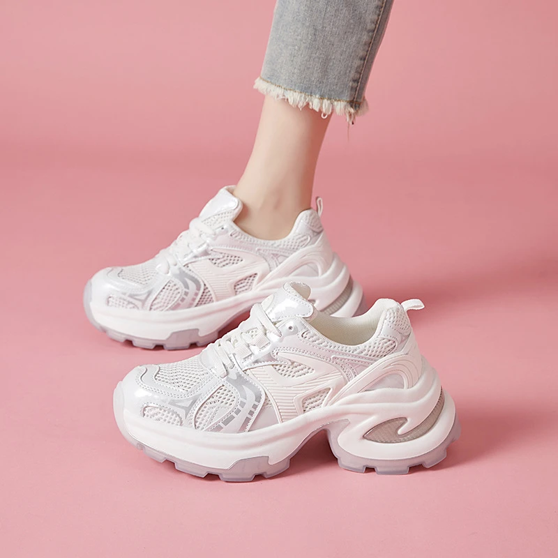 西瑞女鞋交叉绑带百搭厚底时尚老爹鞋韩版圆头秋冬新款增高小白鞋