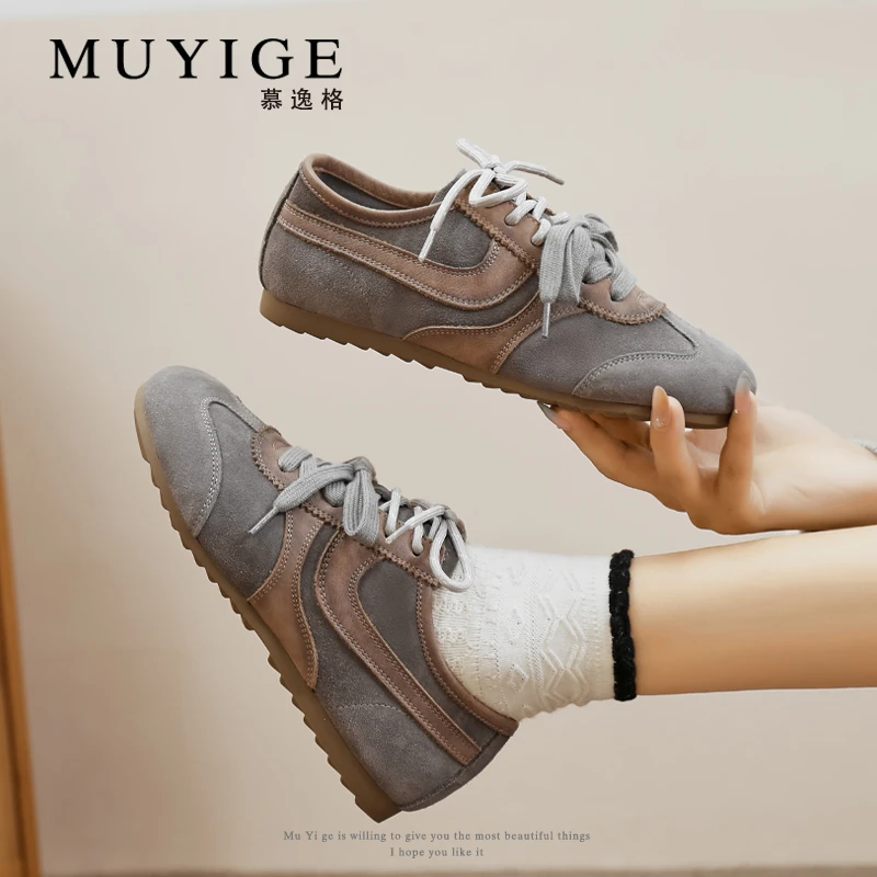 圆头浅口德训鞋街头风时尚休闲运动鞋韩版2025春秋季百搭通勤女鞋