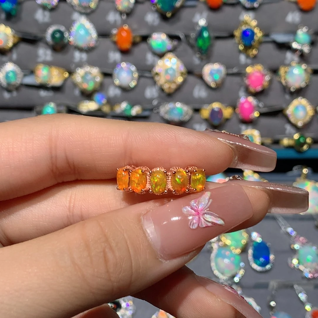 欧泊福利戒指银S925镶嵌