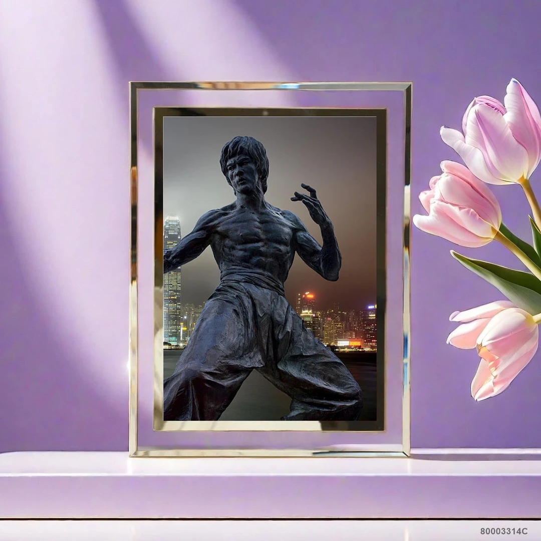 李小龙手办周边水晶玻璃桌面摆件定制明星吧唧相框照片创意礼物