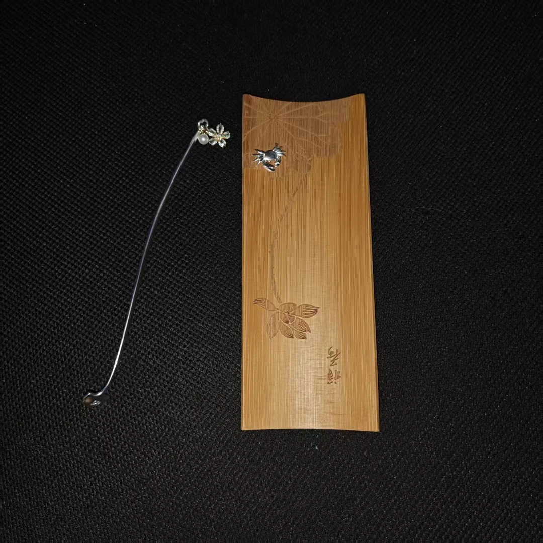 【墨舍好物】螃蟹银 茶拨祥荷竹制茶则 th241