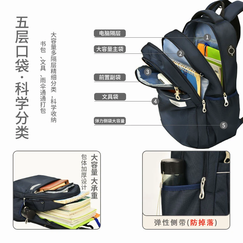 超轻护脊减负书包女男孩大容量书包学生专用12-18岁电脑旅行包
