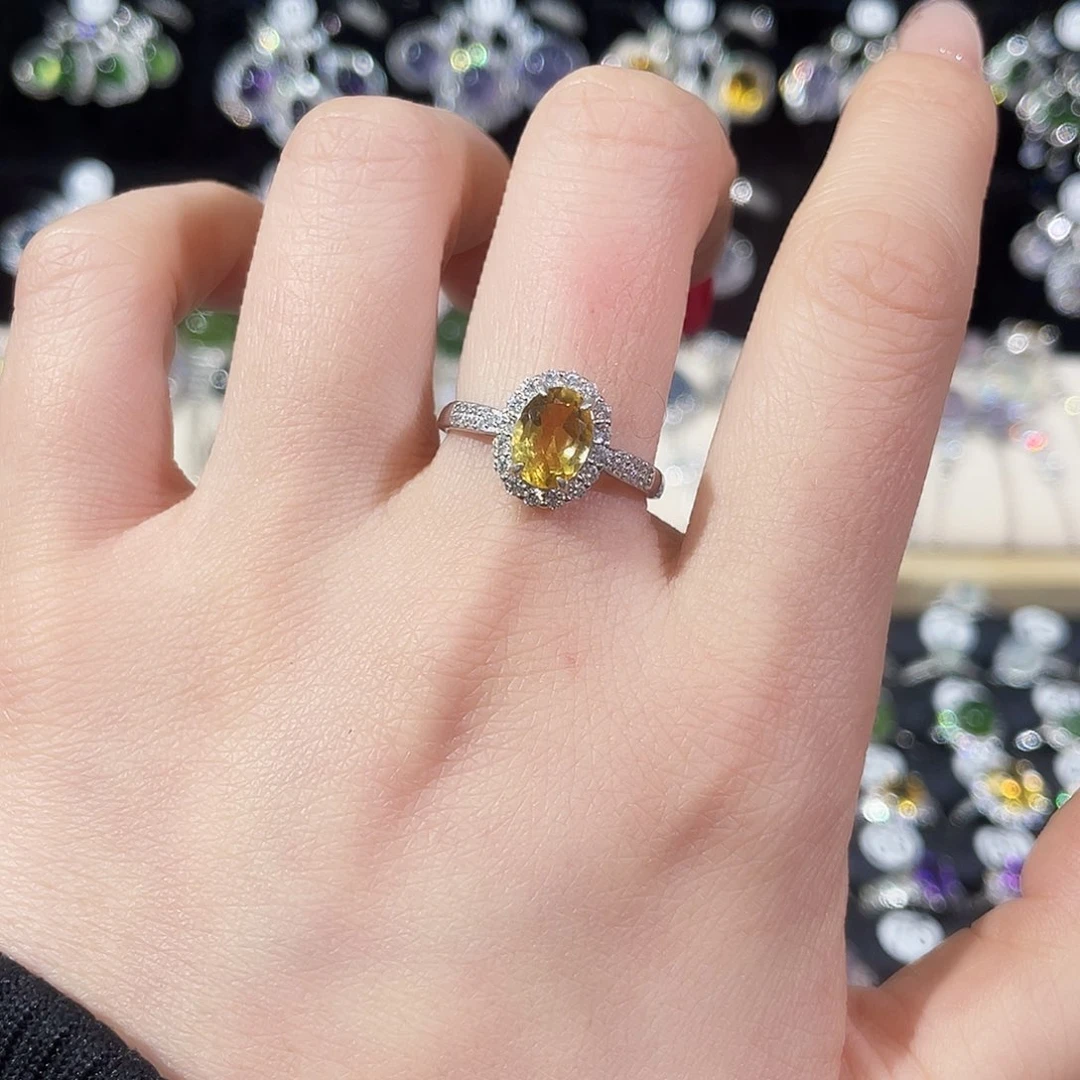 银S925镶嵌戒指黄晶戒指