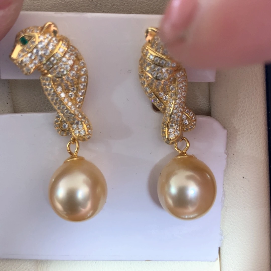 海水珍珠耳饰银S925镶嵌