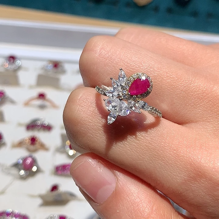 红宝石银S925镶嵌戒指