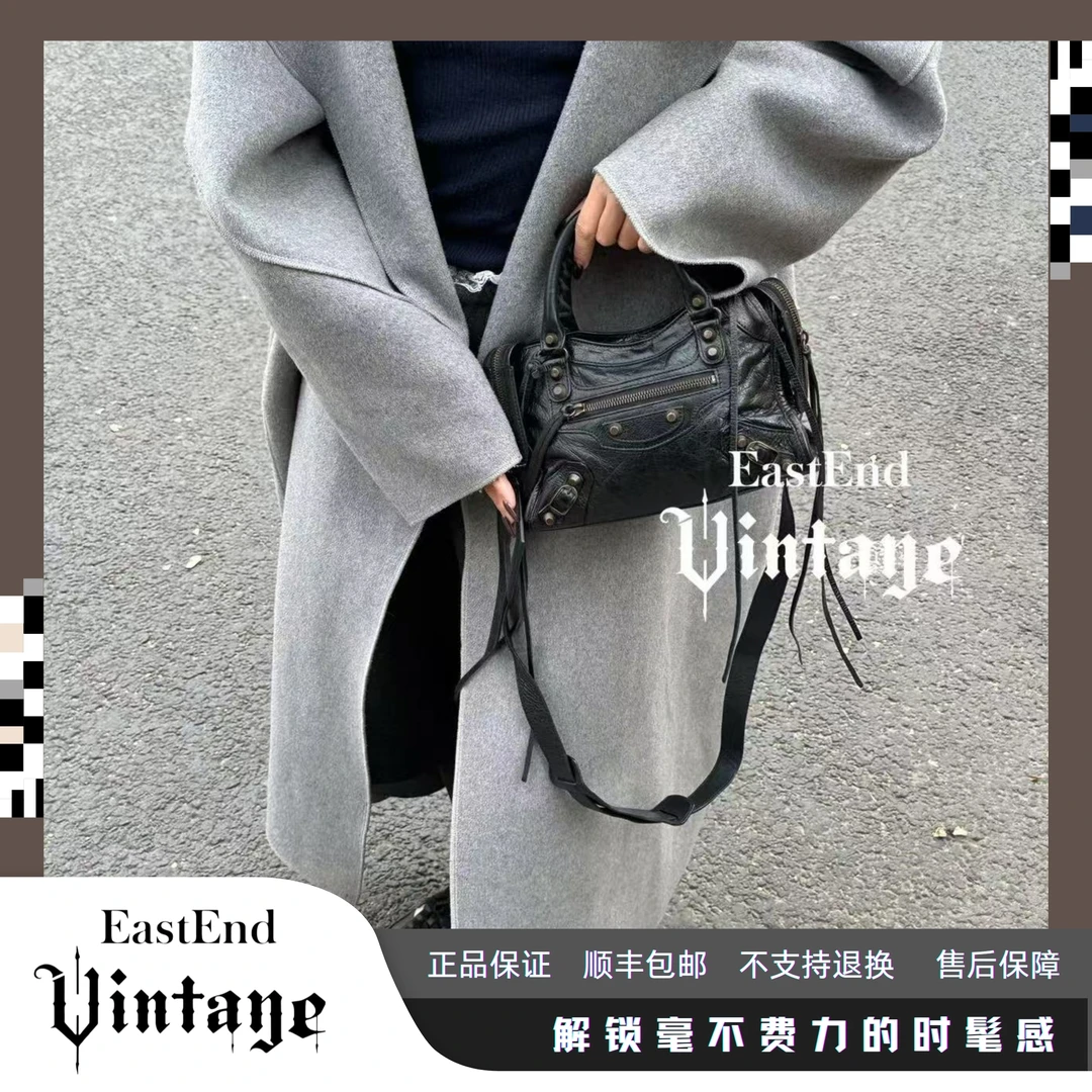 95新 Balenciaga/巴黎世家 東区-黑铜机车mini单肩包/ 56825时髦