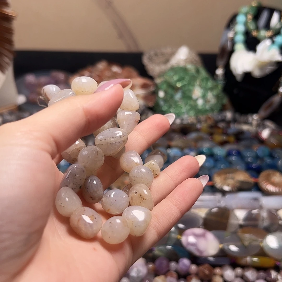 玛瑙/玉髓合金珠宝半成品b101 12.2*14m 花花玛瑙一条