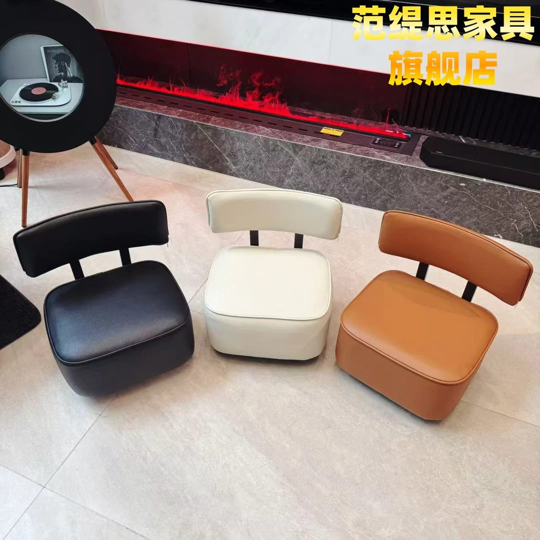 高级感家用北欧轻奢溜溜凳玄关客厅沙发凳万向静音轮旋凳圆弧靠背