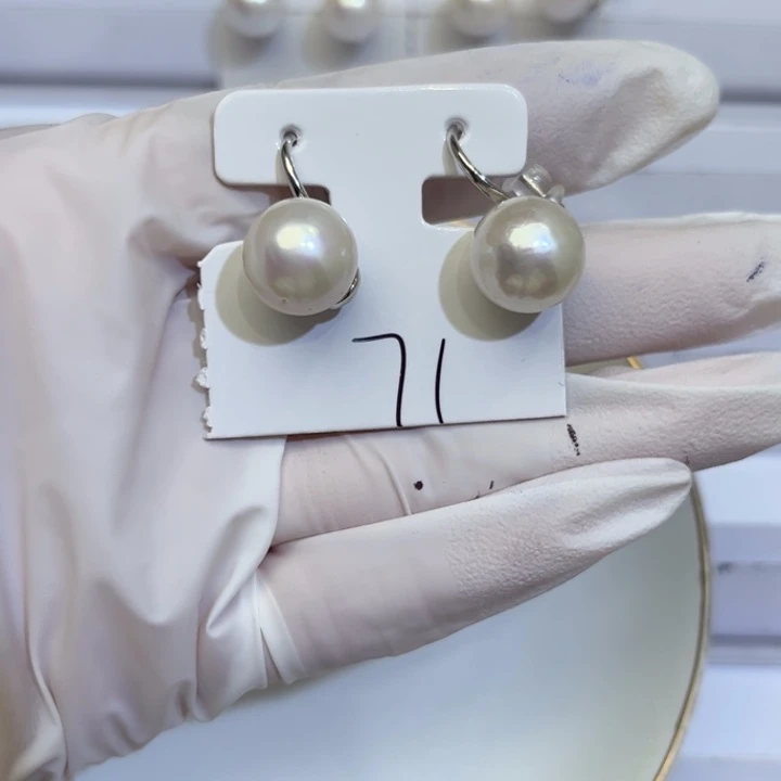 淡水珍珠耳饰银S925镶嵌