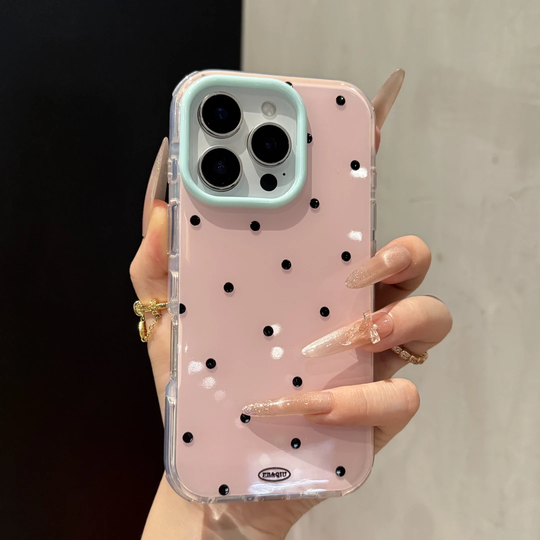 ins高颜值简约波点适用苹果16手机壳iPhone15promax网红14硬13女