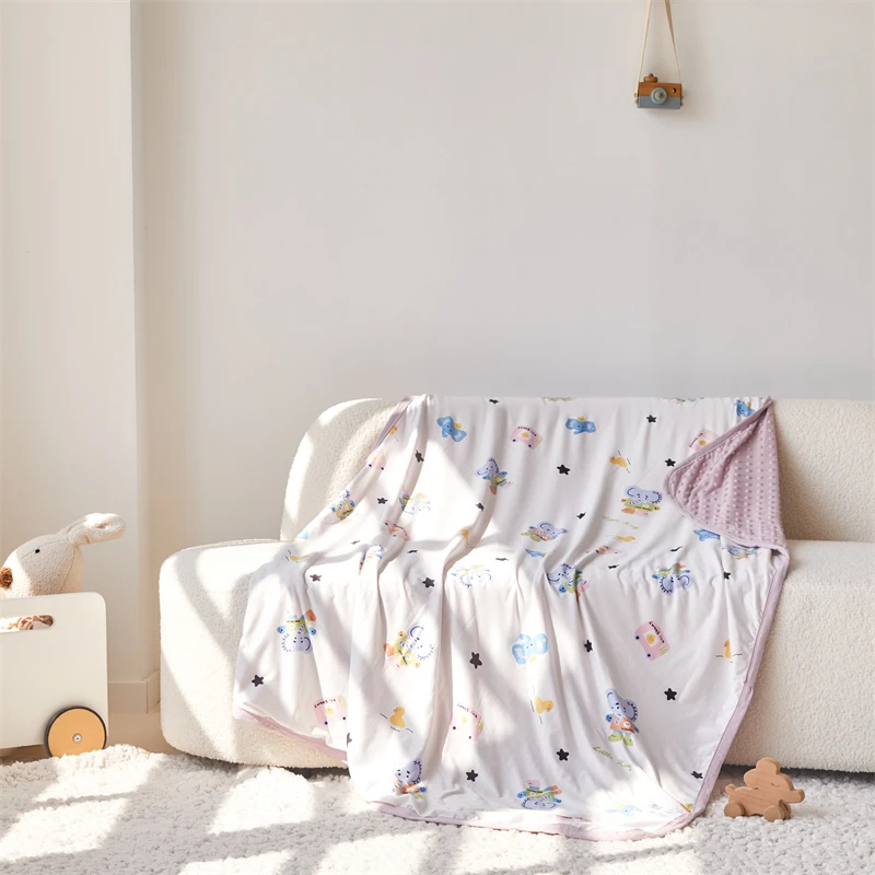 2025新款A类母婴针织豆豆绒安抚盖毯儿童学生多功能宿舍午睡盖被