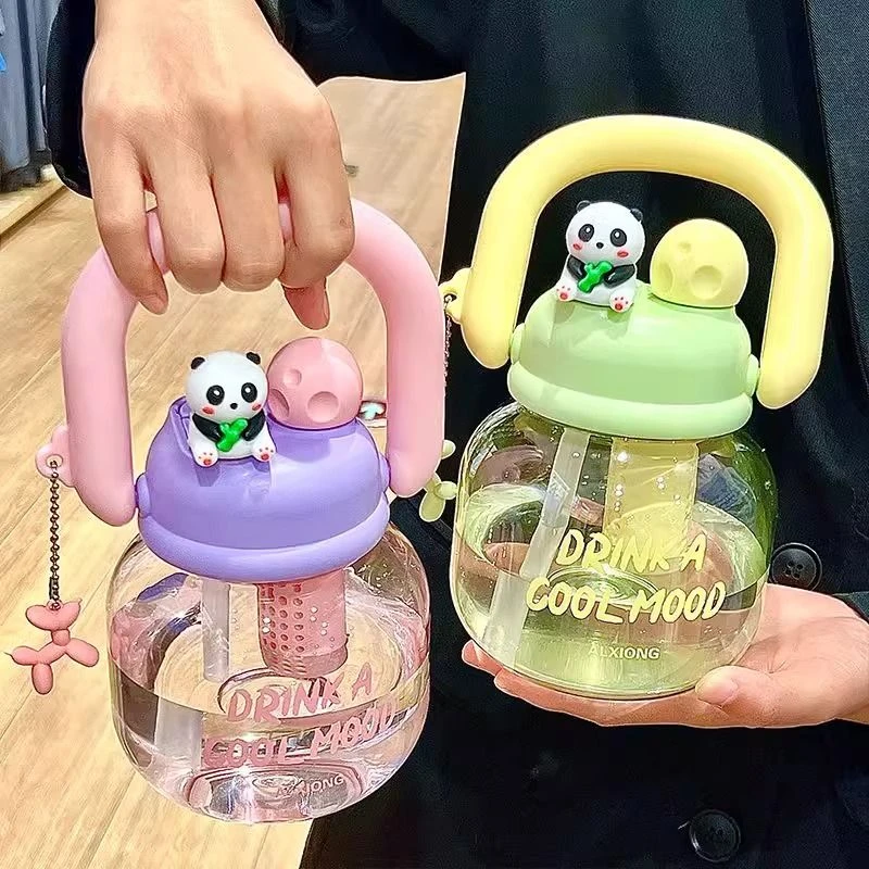 新款高颜值水杯大容量拎拎壶女生便携吸管杯大肚杯居家日用双饮杯
