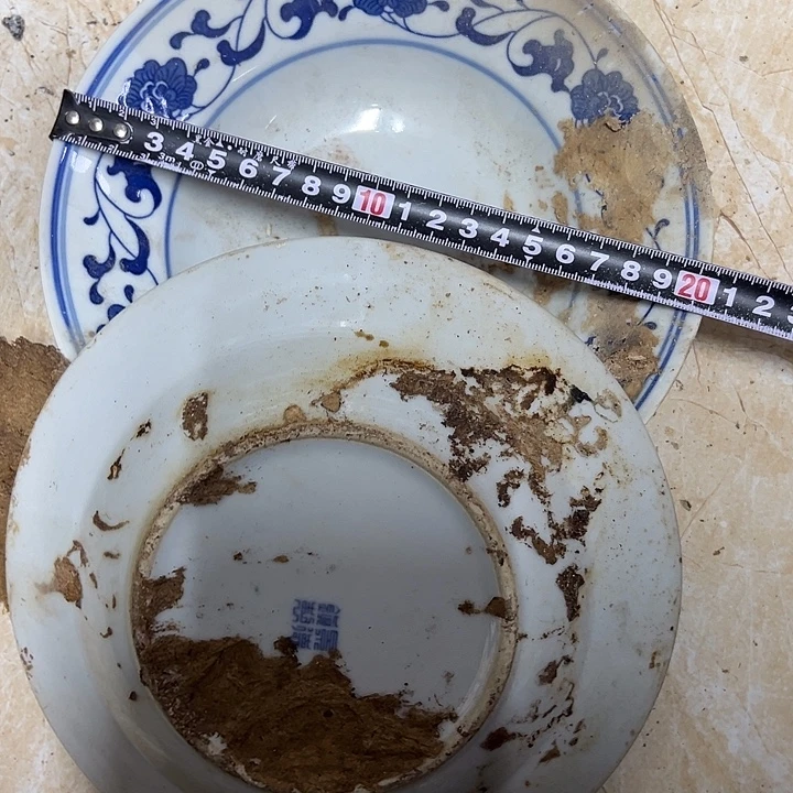 摆件陶2个20厘米芙蓉花深盘