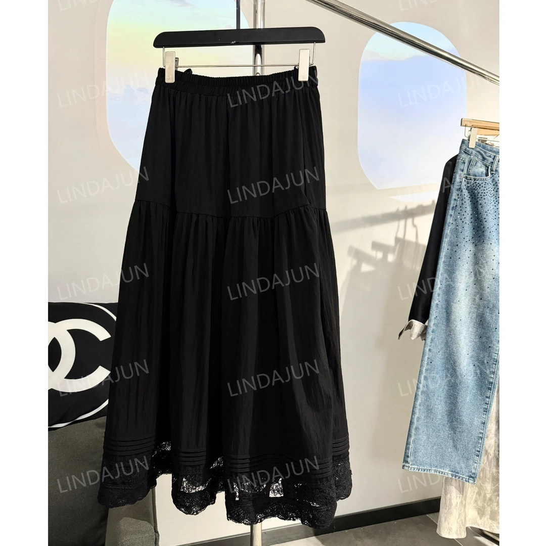 大君君「黑玫瑰」新款春夏欧若风度假拼接蕾丝半裙