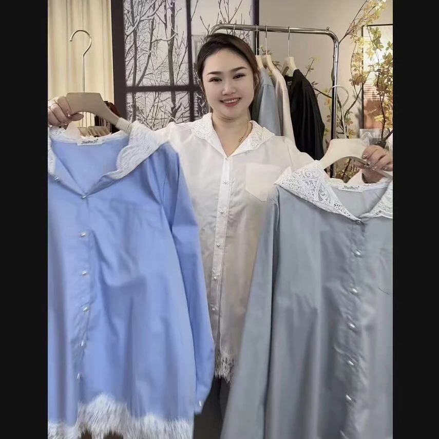 「恒温花房」东东家*8358大码早春连帽甜美休闲宽松显瘦衬衫外套