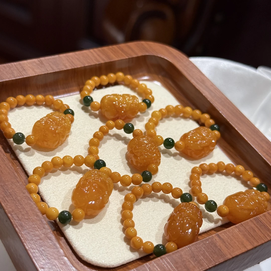 俄料老花蜡丹麦花蜡招米米貔貅戒指精致显白高级随机发一99