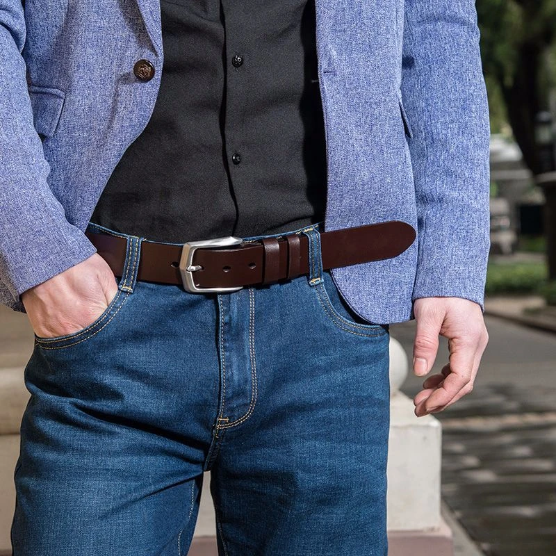 纯牛皮男士单层手工黄牛皮带男款真皮商务休闲牛皮腰带男头层牛皮