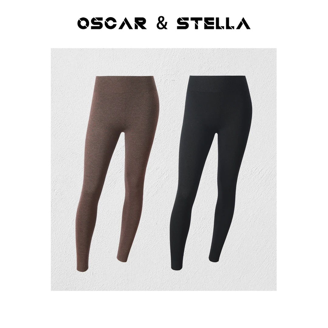 OSCAR&STELLA秒回弹上身紧密不勒美丽诺羊毛打底裤364-BK33