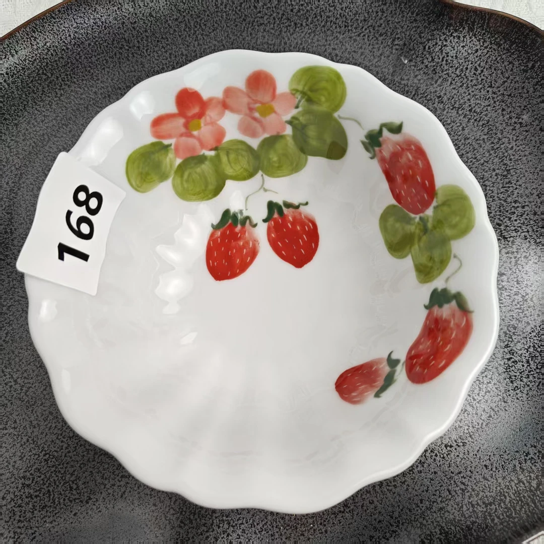 景德镇手绘釉中彩（食品级）日式花边碗水果餐具陶瓷168