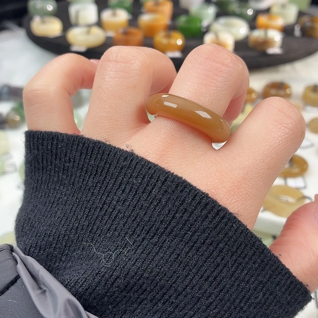 Y****和田玉未镶嵌戒指S28糖泥鳅17.4扩18.0拍4单