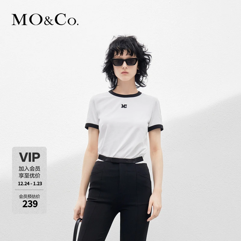 MOCOMC章仔撞色圆领短袖T恤正肩复古MBD1TEET16