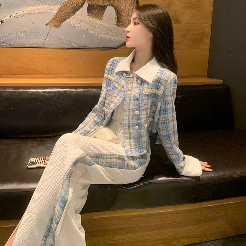 小香风套装女春秋2025年新款时尚洋气高级感减龄上衣阔腿裤两件套