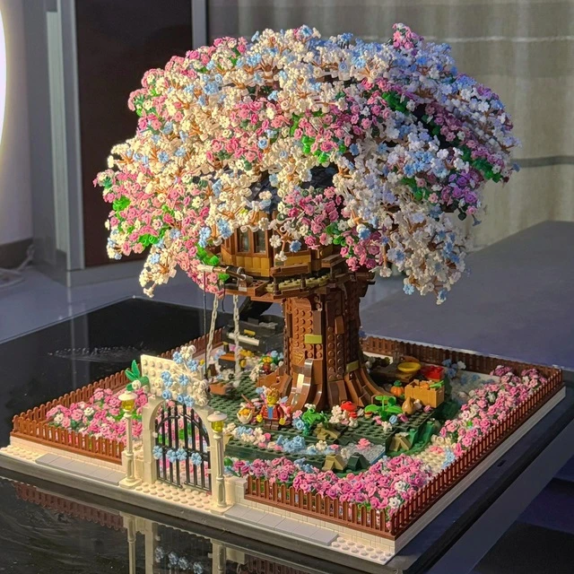LEGO乐高兼容网红彩虹樱花树屋积木女生系列玩具花园城堡益智拼装