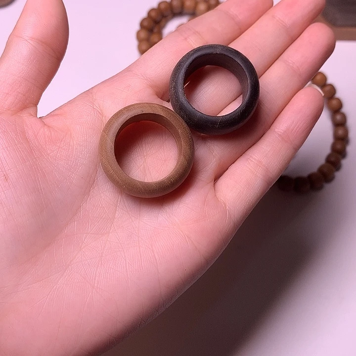 檀香木无事牌檀香戒指一对