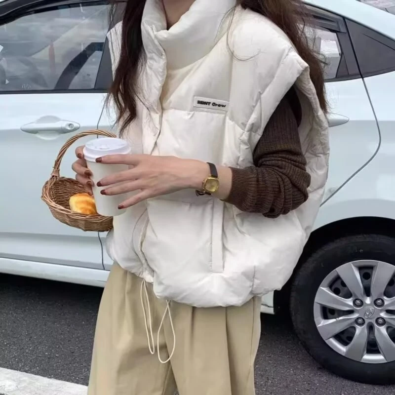女秋冬季2025新款韩版宽松马夹背心坎肩外穿短款立领时尚秋裤秋衣