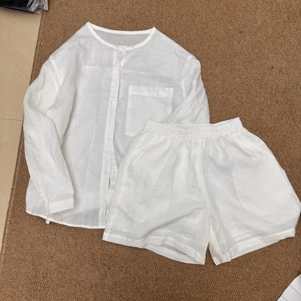 林杠杠夏季新品/苎麻短裤套装