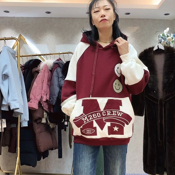 时尚潮流休闲加绒加厚卫衣