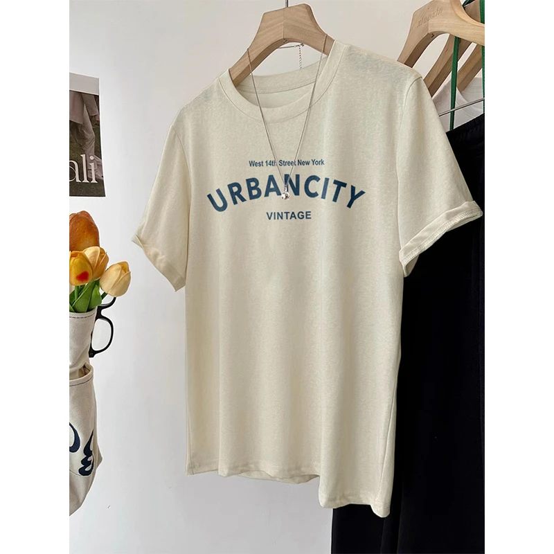 卡其色短袖T恤女胖MM大码宽松显瘦显摆2025新款百搭200斤上衣