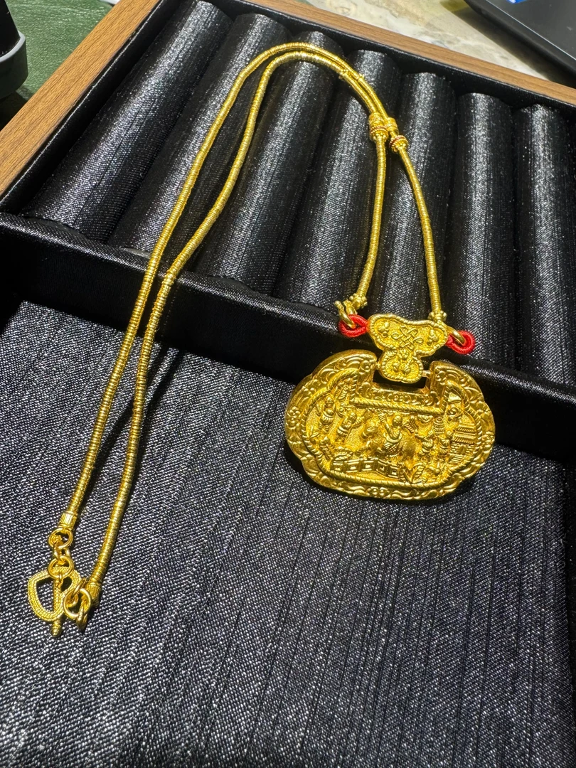 足金五子登科锁包