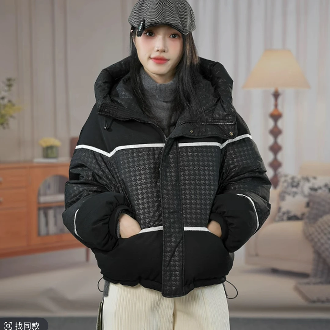 MASIENDI/玛丝恩迪拼色保暖落肩袖常规款潮流厚款立领43975