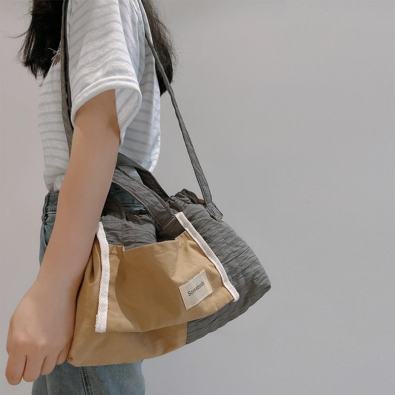 三色补丁拼色云朵包通勤简约文艺百搭单肩包小清新小众设计斜挎包