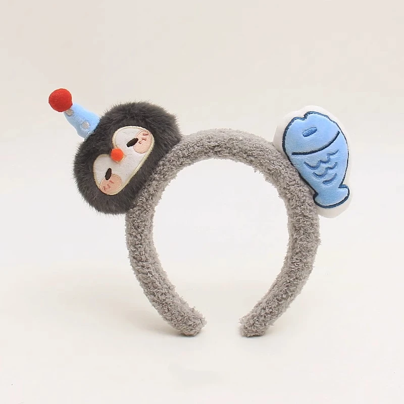 企鹅小鱼发箍可爱萌趣毛绒卡通头饰少女拍照洗脸发卡搞怪头箍XF