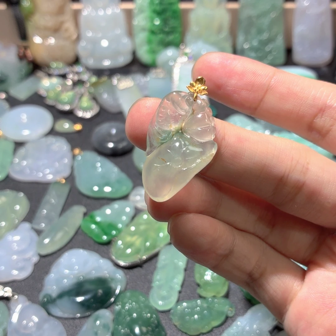 翡翠18K金镶嵌吊坠(不含链)