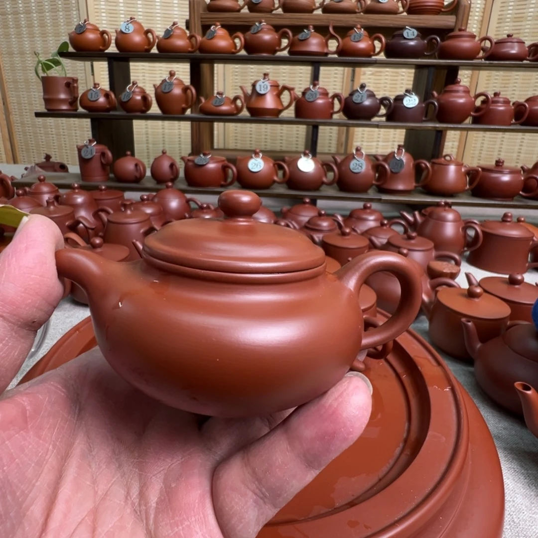 好***猫茶壶紫砂潮州手拉朱泥仿古壶