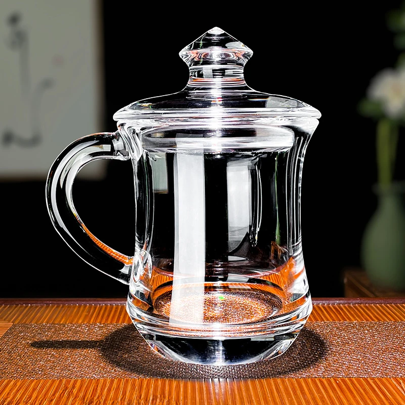安享生活原矿水晶杯办公杯竹节茶杯高档茶杯茶具精致家用送礼佳品