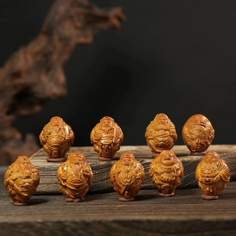 瑾亜，镶嵌八路财神橄榄核雕手串2