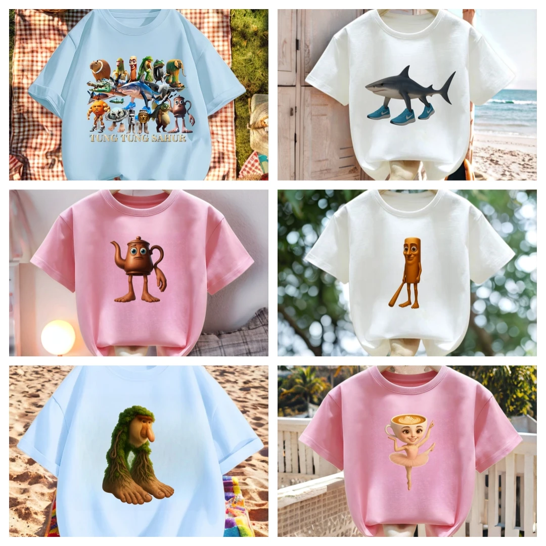 美国山海经通通哥木棍人童装潮牌周边衣服儿童短袖T恤打底衫上衣