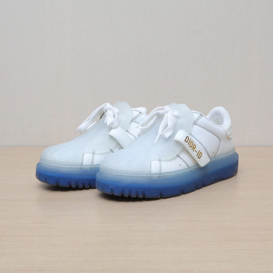 99新 DIOR/迪奥 汤/P235907194/ 白蓝果冻贝壳鞋 板鞋 36.5码