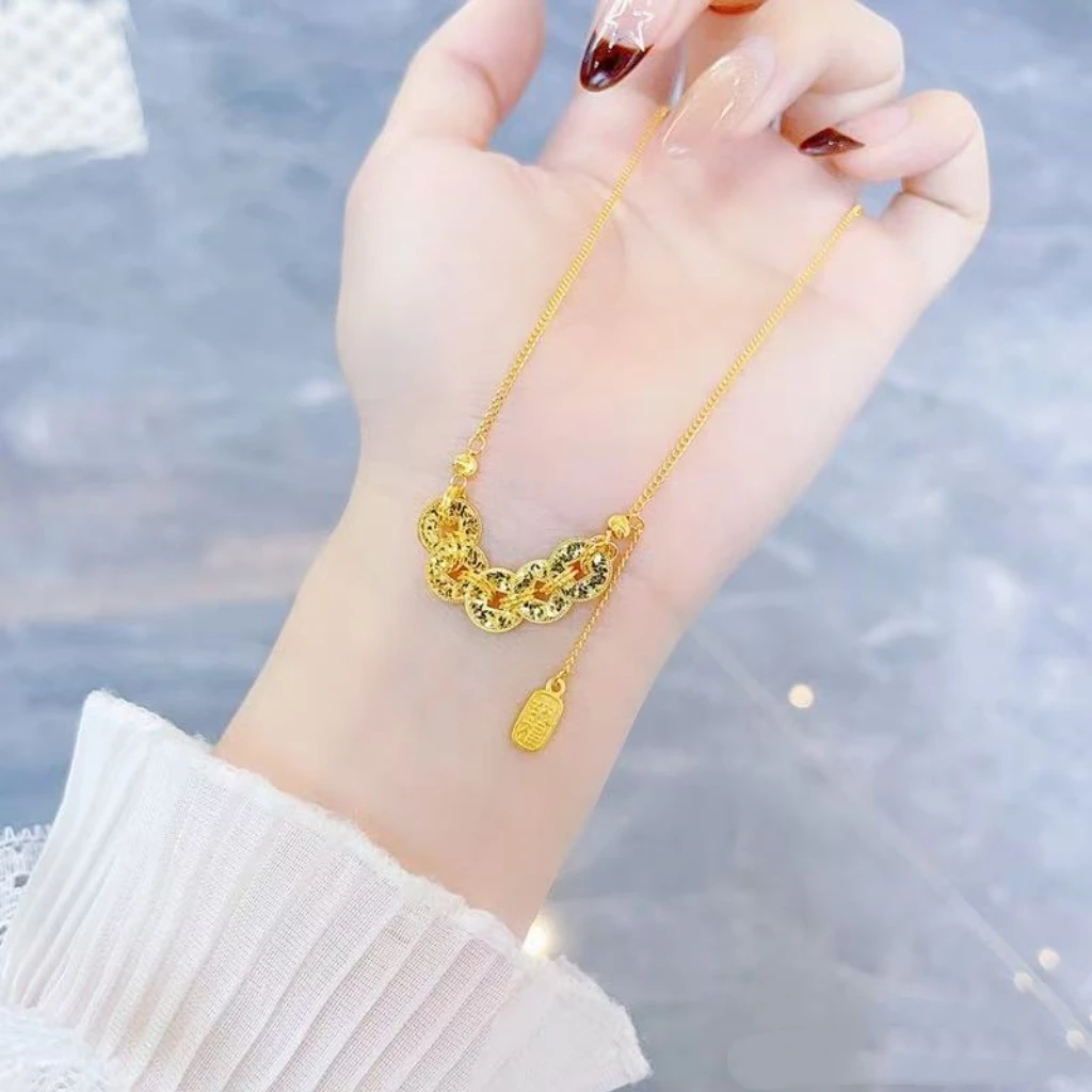 足金黄金五帝币钱多套链抖音基地质检发货