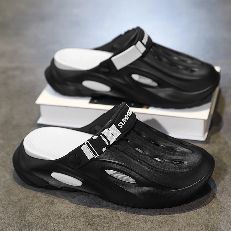 2025新款防滑运动包头洞洞鞋半拖凉鞋男潮流拖鞋凉鞋情侣凉拖