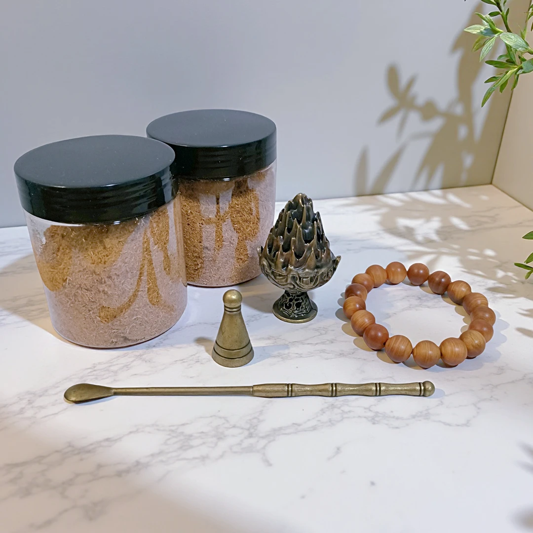 每场限5份｜天然品鉴 博山炉三件套+100克陈化崖柏香粉 +崖柏手串