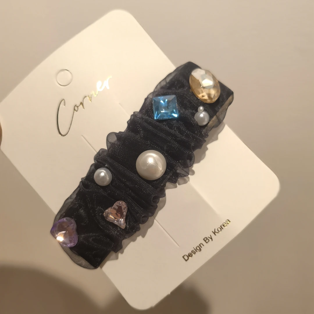 E004黑色纱纱闪闪掰掰夹发夹