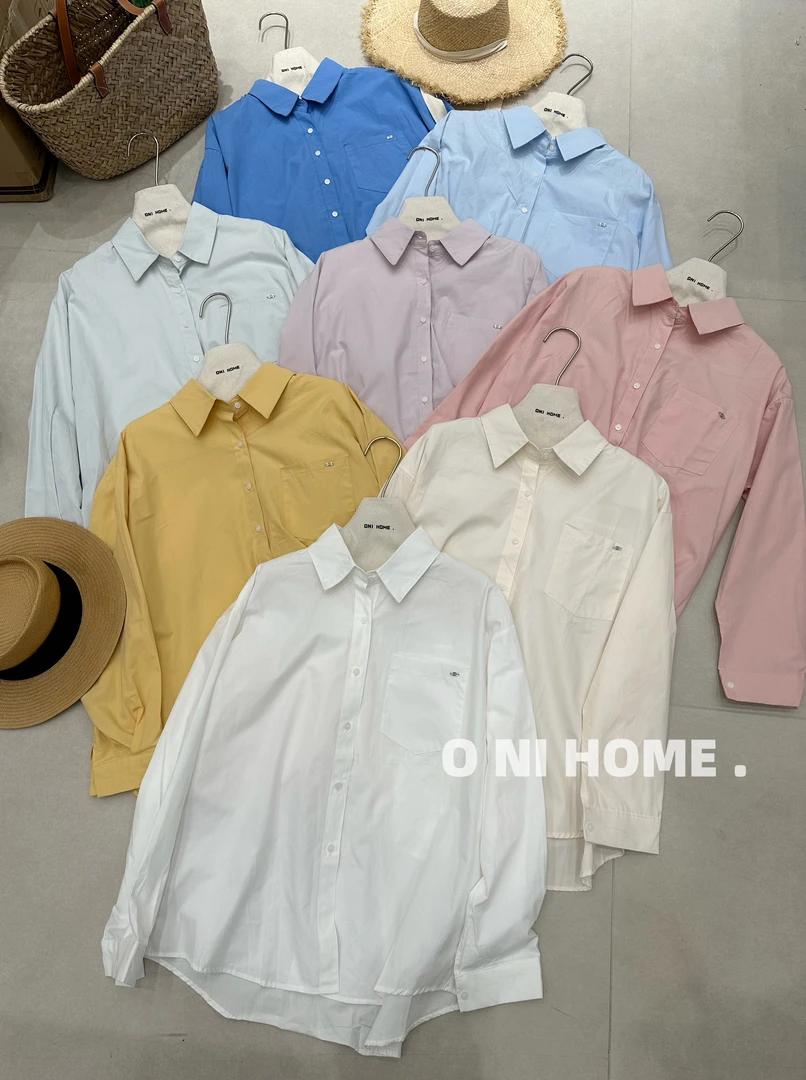 【欧尼家】夏季韩系净色衬衫 衣长62