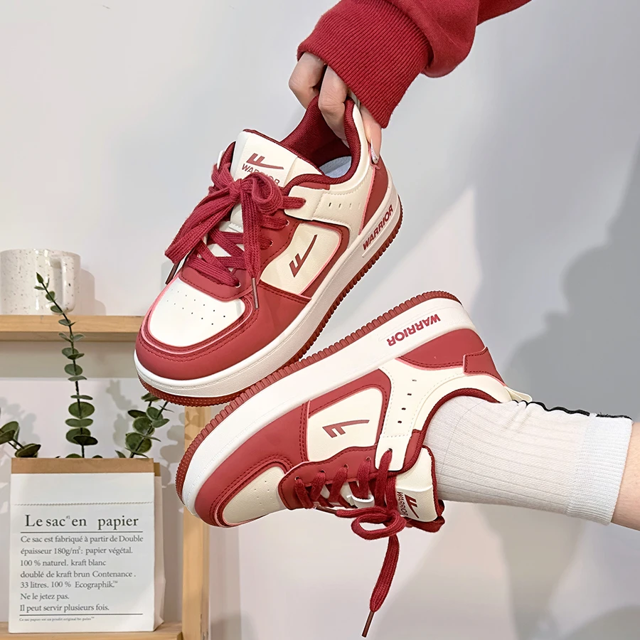 回力厚底酒红小白鞋女款2025新款高颜值鞋子情侣百搭休闲增高板鞋